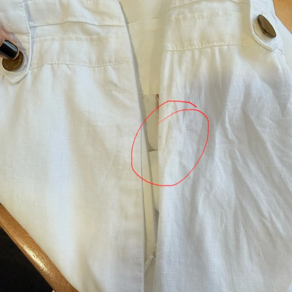 Tory Burch 100% LINEN off white‎ high-Waist Button-Detail Midi Skirt 10